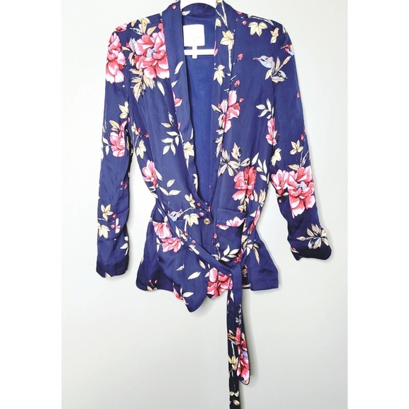 Joie silk anasophia one button navy silk lightweight blazer - Picture 2 of 5